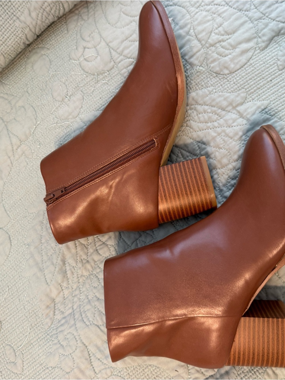 J crew Women’s Brown Leather Ankle Boots - Classic Block Heel